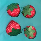 4 Pcs Cotton Strawberry Pin Pack Sewing Pins Bracelet Holder Needle Pincushion