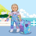 18 Inch Doll Carrier Backpack - Blue And Purple Tie-dye Style Travel Set With Ac
