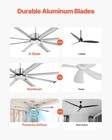 72 Inch 8 Blades Ceiling Fan With Light  Remote Control 6 Speed Brushed Nickel