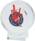 Alex Ovechkin Washington Capitals Signed 895th Goal Crystal Puck - Filled W ice