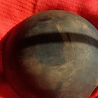 Vintage Round Wood Turned Bowl  Brown Wood Grain Natural Theme