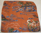 Vntg Handkerchief Hawaiian Tropical Ocean Spear Fishing Palm Trees Pineapple Etc