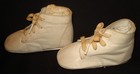 Vintage White Leather Baby Child   s Infant Toddler Walking Lace Up Shoes Doll