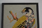 Vintage Hawk Needlepoint Finished Framed Art Bird Collectible Country Craft