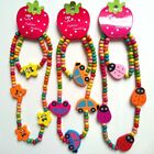 Toddler kid Wooden Beaded Charm Necklace   Bracelet Set