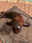 Vintage 1980   s Russian Ussr Hand Carved Wooden 18    Baby Seal Signed Sculpture