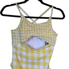 Dsg Big Girls Nwt Yellow   White Gingham Cut Out One Piece Swimsuit Size Xl 16
