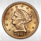 1901 P Cacg Au Detail Gold Liberty  2 50 Coin Quarter Eagle Cac Price Guide  700
