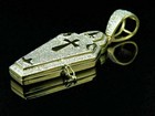 1ct Round Cut Rip Coffin Box Casket Pendant 14k Yellow Gold Finish 18 free Chain