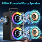 Bluetooth Speaker  100w Portable Big Loud Wireless Boombox With Subwoofer Black