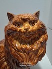 Vtg Mcm 1970 s Ceramic Persian Cat  14in Statue    rare Orange Marbled Burgundy 