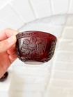 Vintage 3 Hand Carved Chinese Flower Bowls Set Resin Amber Style Ruby 2 5    Rare