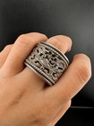 Rare Vintage Solid Silver   Carved Dragons King Ring
