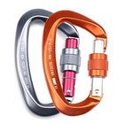 25kn Aluminum D-shape Carabiner Screw Locking Hook Rock Climbing Caving Rescue