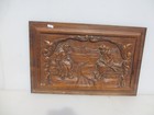 Antique Carved Wooden Panel Plaque Old Wood Vintage Country Scene 21 5 x14 
