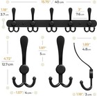 2pcs Matte Black Heavy Duty Coat Rack Wall Mounted 5 Tri Hooks For Hanging Towel