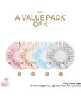 3pcs Women Girls Shower Cap Lined Waterproof Hair Bath Hat Elastic Gray gold blu