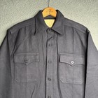 Vtg Us Navy Cpo Wool Shirt Deep Black Sz Medium 15 5 X 34 Anchor Button Mint