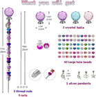 72-piece Beaded Garden Stake Kit For Diy Fairy Wand Decor - Purple  Blue  Pink