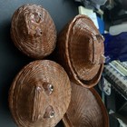 Vintage 60 s Wicker Rattan Frog toad Nesting Basket Set Of 4 Super Rare Unused