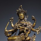8 8  Tibetan Buddhism Pure Copper Fine Carving Inlay Gem Buddha Statue