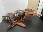 Vintage Handmade Wood Mahogany Military Airplane F-18 F-16 Lot Of 3 