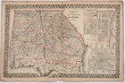 1873 Georgia - Alabama Map Savannah   Atlanta Inset Maps Railroads