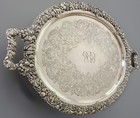 Antique Monumental American Silverplate Butler Tray Fruit Motif 32 5   l