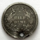 1862 H10c Seated Liberty Silver Half Dime  Holed