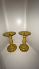 Vintage Metal Mid Century Modern Candle Holders  Yellow With Black Accents