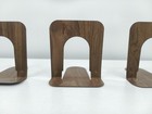 Vintage Metal Bookends Set Of 3 Brown Woodprint Design Arch Shaped