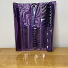 Purple Hair Brush Comb Pick Set Of 5 With Carrying Case New Vintage