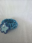 Cute Star Perler Kandi Festival Trading Cuff Blue Accented With Pearl Beads