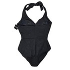Spanx Pique Shaping Halter One-piece Swimsuit Very Black 50684r Xl
