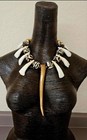 Antler Bone Incisor Teeth Copper   Wood Tribal Unisex Necklace