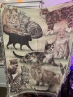 Vintage Cat Woven Tapestry Blanket  Afghan Decorative Cat Throw
