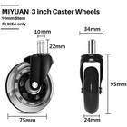 Set Of 5 Office Chair Caster Rubber Swivel Wheels Replacement Heavy Duty 3 Inch