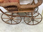 Antique Wooden Victorian Baby child Buggy Carriage Stroller With Velvet Padding