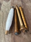 Antique Metal   Wood Textile Sewing Spindles Spools  Lot Of 4