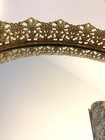 Vintage Oval Vanity Mirror Tray Gold Floral Rim 13  X 17  Hollywood Regency 50   s