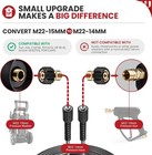 Wojet Pressure Washer Adapter  M22 15mm Female Thread To 14mm Male Gold 