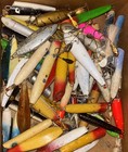 Lot Of 70 Vintage Fishing Lures  61 Wooden   9 Spinners   Details Below
