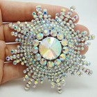 Bride Pretty Snowflake Flower Clear Ab Rhinestone Crystal Bride Wedding Brooch