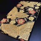 7197  Japanese Vintage Fukuro Obi Belt Kimono Fabric Silk Traditional Black