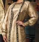 Size 16 Ashro Gold Formal Wedding Church Party Foil Embellished Jacket Dress