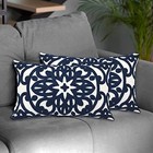  Embroidered Lumbar Decorative Throw Pillow Covers 20  X 12   pack Of 2  Navy