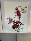 3 Vtg Asian Wheat Stalk Pictures Hand Cut Crafted Painted On Silk Cultured Folk