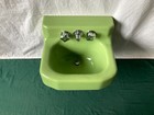 Small Vintage 16x14 Cast Iron Fresh Lime Green Porcelain Wall Sink 206-25e