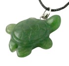 20mm Genuine Natural Canadian Nephrite Jade Turtle Pendant Silver-tone