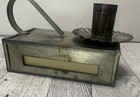 Vintage Handmade Pressed Tin Matchbox Candle Holder Chamber Stick Finger Loop